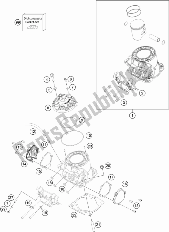 Wszystkie części do Cylinder, G? Owica Cylindrów Husqvarna TC 250 EU 2022