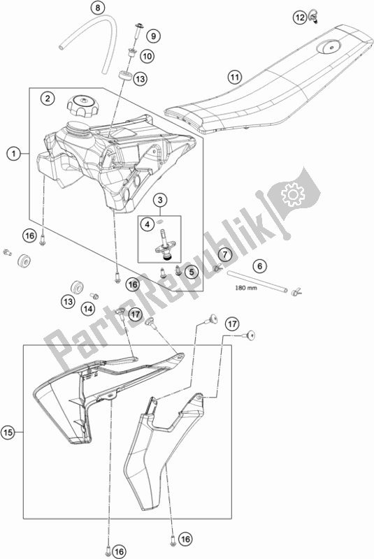 Todas las partes para Tanque, Asiento de Husqvarna TC 50 2020