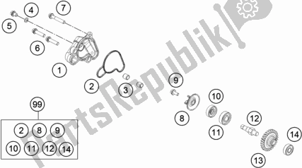 All parts for the Water Pump of the Husqvarna TC 50 EU 2017