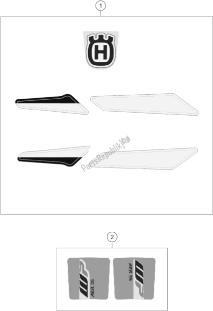 All parts for the Decal of the Husqvarna TC 50 EU 2019