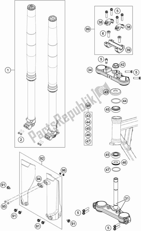 Tutte le parti per il Forcella Anteriore, Pinza Tripla del Husqvarna TC 50 EU 2019