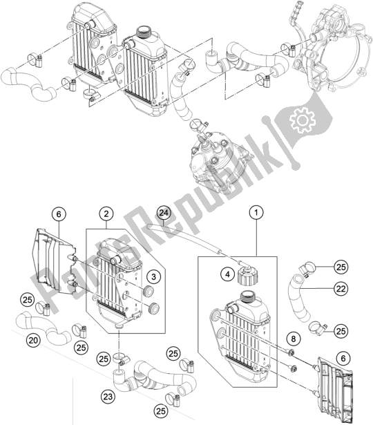All parts for the Cooling System of the Husqvarna TC 50 EU 2020