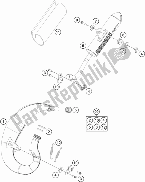All parts for the Exhaust System of the Husqvarna TC 50 EU 2020