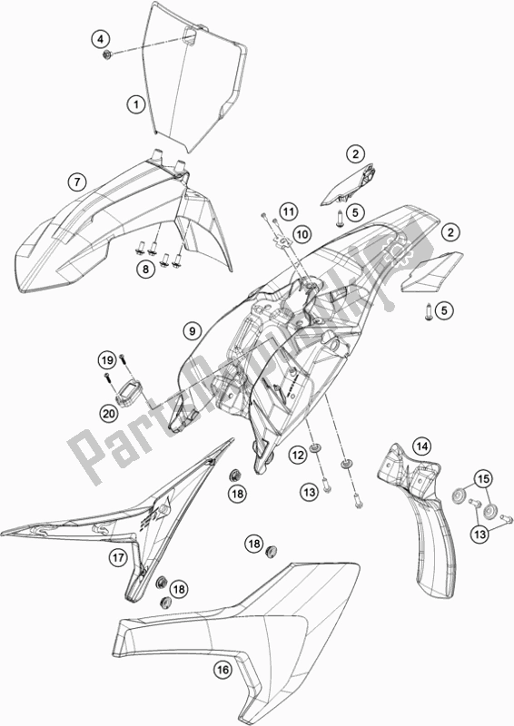 All parts for the Mask, Fenders of the Husqvarna TC 50 EU 2020