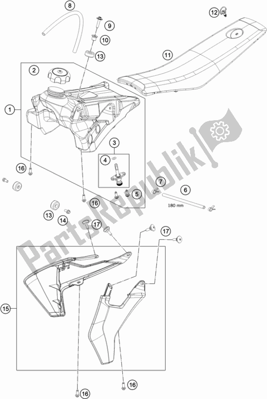 All parts for the Tank, Seat of the Husqvarna TC 50 EU 2020