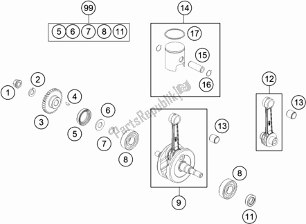 All parts for the Crankshaft, Piston of the Husqvarna TC 50 EU 2022