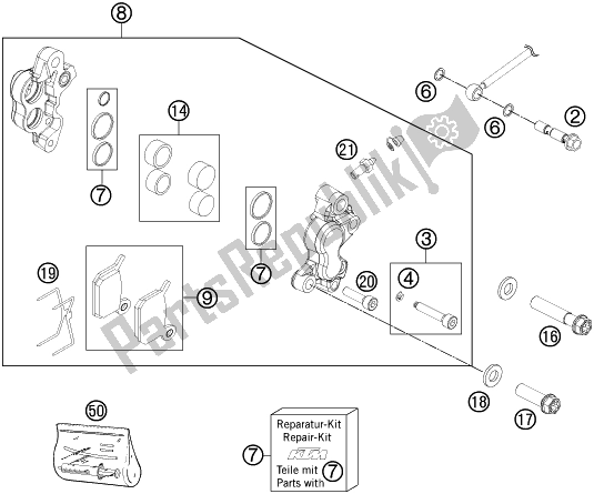 All parts for the Front Brake Caliper of the Husqvarna TC 50 EU 2022