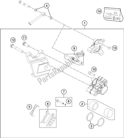 All parts for the Rear Brake Caliper of the Husqvarna TC 50 EU 2022