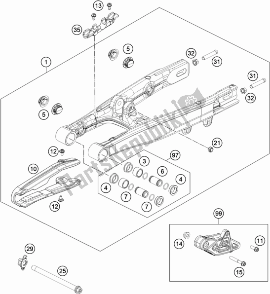 All parts for the Swing Arm of the Husqvarna TC 50 EU 2022