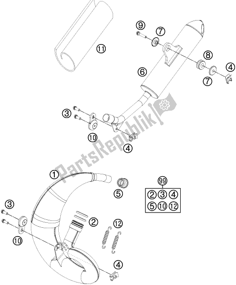 Tutte le parti per il Impianto Di Scarico del Husqvarna TC 50 Mini EU 2018