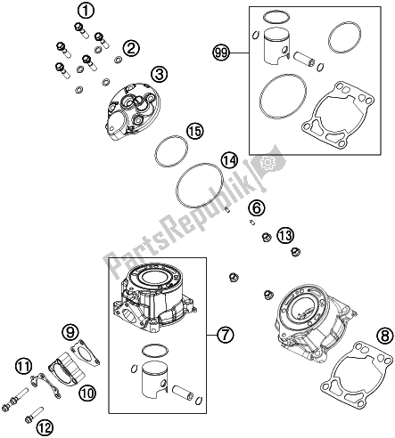 All parts for the Cylinder, Cylinder Head of the Husqvarna TC 50 Mini EU 2019