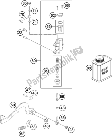 All parts for the Rear Brake Control of the Husqvarna TC 50 Mini EU 2019