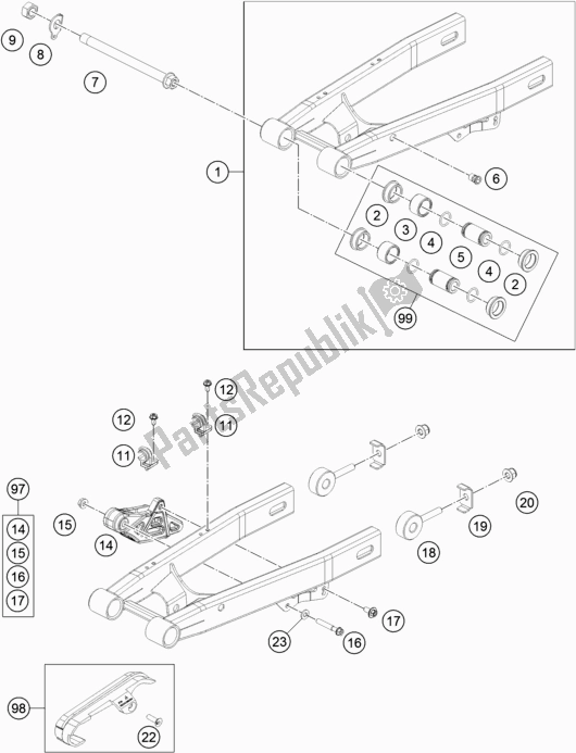 Toutes les pièces pour le Bras Oscillant du Husqvarna TC 50 Mini EU 2019