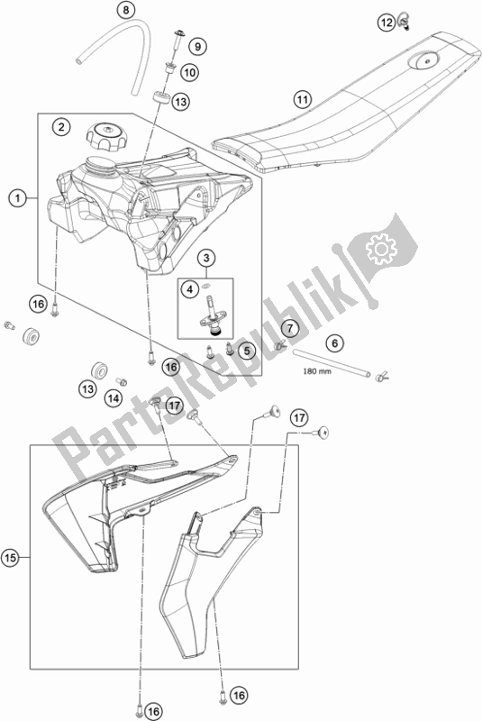 Todas las partes para Tanque, Asiento de Husqvarna TC 50 Mini EU 2019