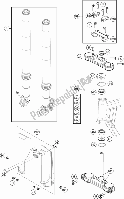 Tutte le parti per il Forcella Anteriore, Pinza Tripla del Husqvarna TC 50 Mini EU 2020