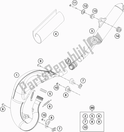 All parts for the Exhaust System of the Husqvarna TC 65 2020