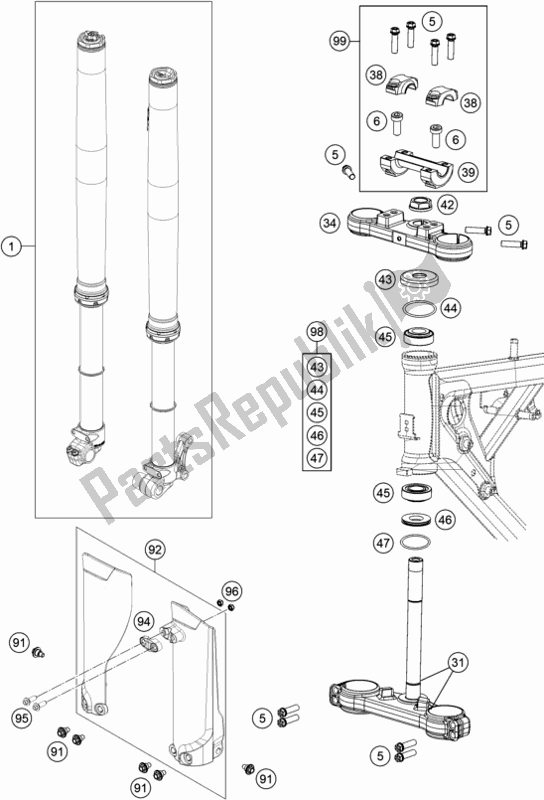 Tutte le parti per il Forcella Anteriore, Pinza Tripla del Husqvarna TC 65 2020