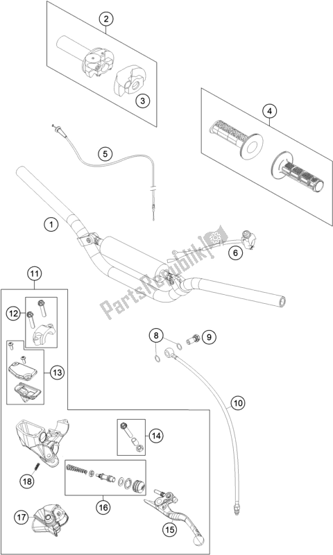 Tutte le parti per il Manubrio, Comandi del Husqvarna TC 65 2020