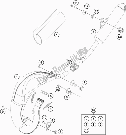 Todas as partes de Sistema De Exaustão do Husqvarna TC 65 EU 2017