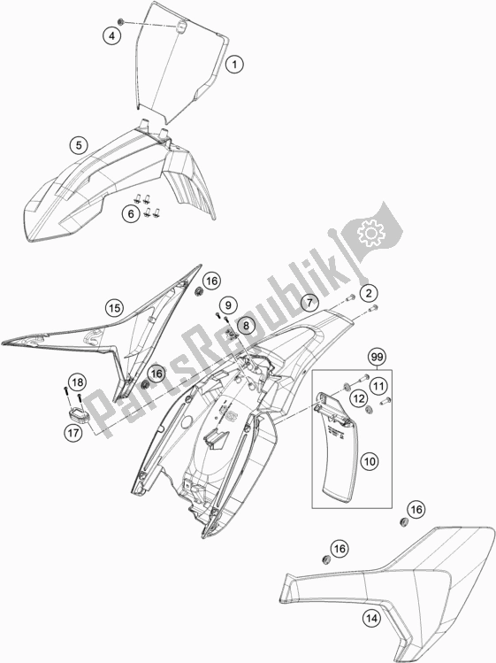 Wszystkie części do Maska, B? Otniki Husqvarna TC 65 EU 2017