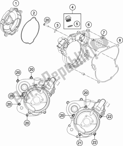All parts for the Clutch Cover of the Husqvarna TC 65 EU 2018