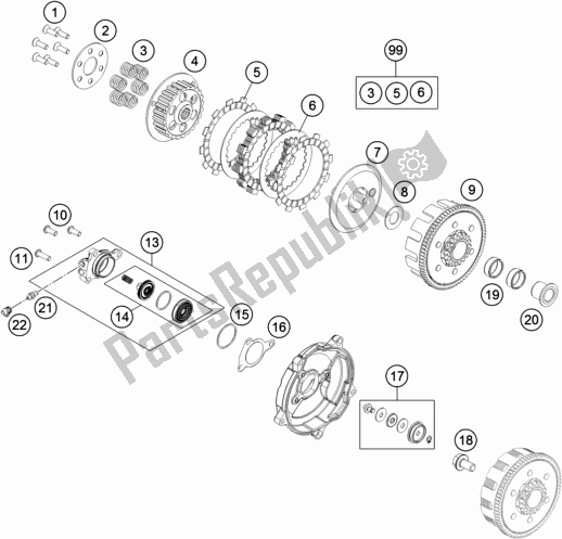 All parts for the Clutch of the Husqvarna TC 65 EU 2018