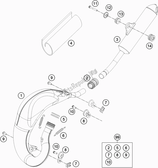 All parts for the Exhaust System of the Husqvarna TC 65 EU 2018