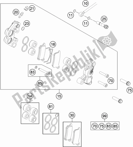 All parts for the Front Brake Caliper of the Husqvarna TC 65 EU 2018