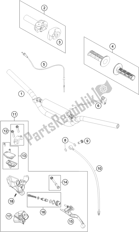 All parts for the Handlebar, Controls of the Husqvarna TC 65 EU 2018