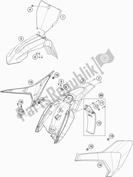 All parts for the Mask, Fenders of the Husqvarna TC 65 EU 2018