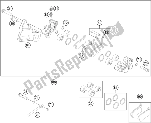 All parts for the Rear Brake Caliper of the Husqvarna TC 65 EU 2018