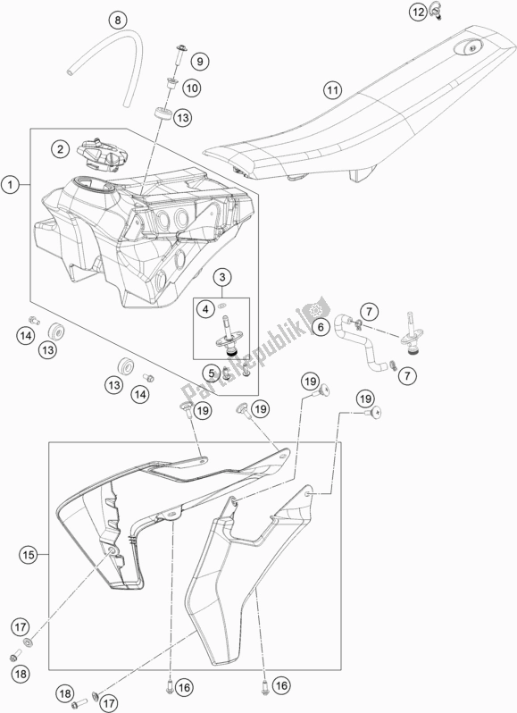 All parts for the Tank, Seat of the Husqvarna TC 65 EU 2018