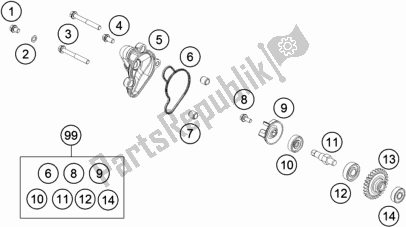 All parts for the Water Pump of the Husqvarna TC 65 EU 2018