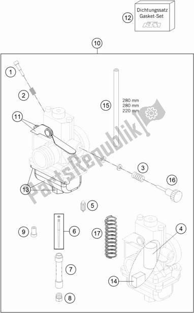 All parts for the Carburetor of the Husqvarna TC 65 EU 2019