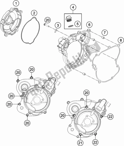 All parts for the Clutch Cover of the Husqvarna TC 65 EU 2019