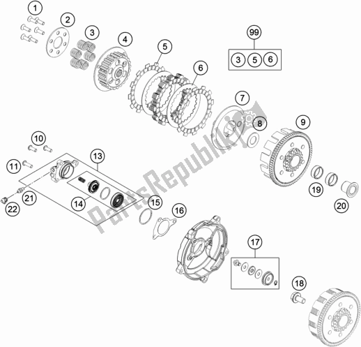 All parts for the Clutch of the Husqvarna TC 65 EU 2019