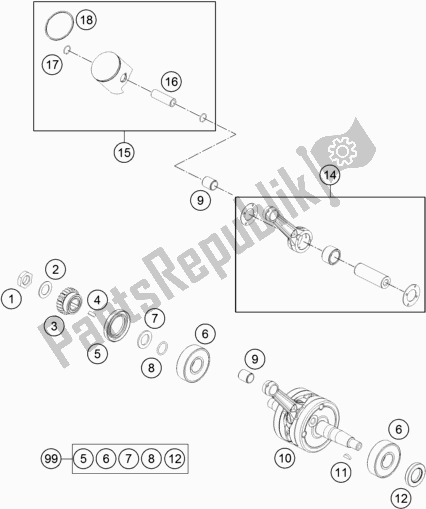 All parts for the Crankshaft, Piston of the Husqvarna TC 65 EU 2019