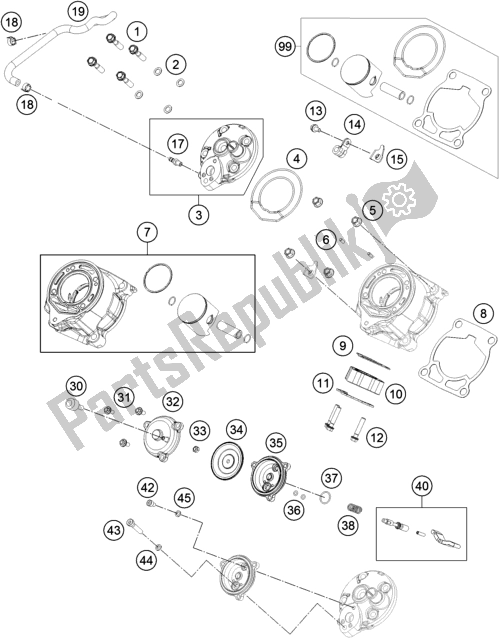 Toutes les pièces pour le Cylindre, Culasse du Husqvarna TC 65 EU 2019