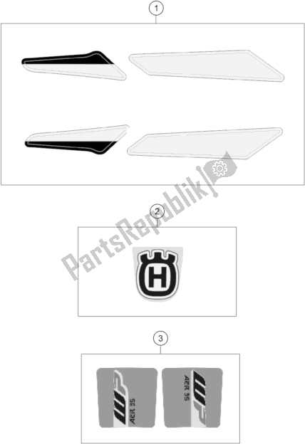 All parts for the Decal of the Husqvarna TC 65 EU 2019
