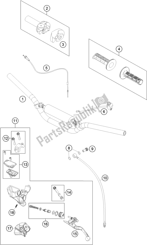 All parts for the Handlebar, Controls of the Husqvarna TC 65 EU 2019