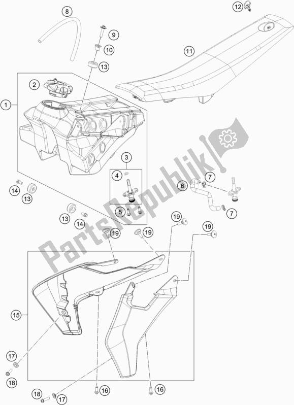 Tutte le parti per il Serbatoio, Sedile del Husqvarna TC 65 EU 2019