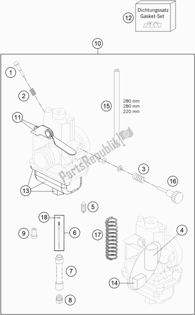 All parts for the Carburetor of the Husqvarna TC 65 EU 2020