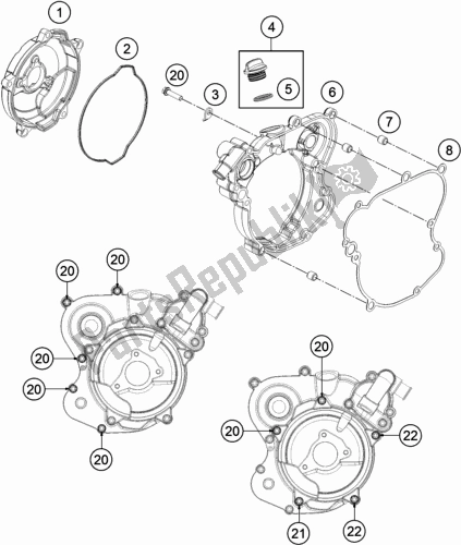 All parts for the Clutch Cover of the Husqvarna TC 65 EU 2020