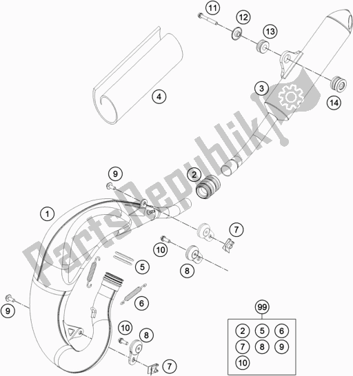 All parts for the Exhaust System of the Husqvarna TC 65 EU 2020