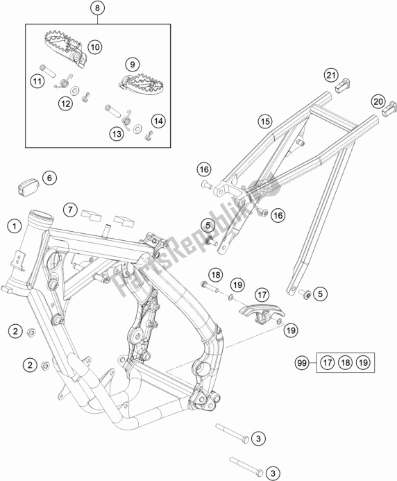 All parts for the Frame of the Husqvarna TC 65 EU 2020