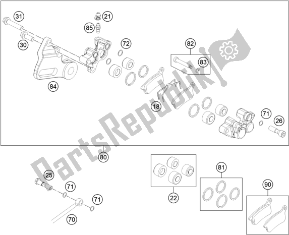 All parts for the Rear Brake Caliper of the Husqvarna TC 65 EU 2020