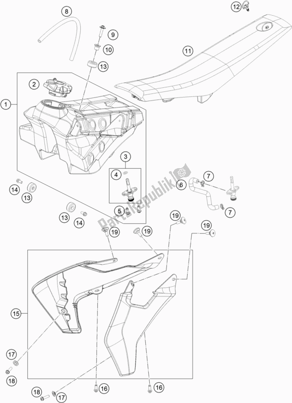 All parts for the Tank, Seat of the Husqvarna TC 65 EU 2020