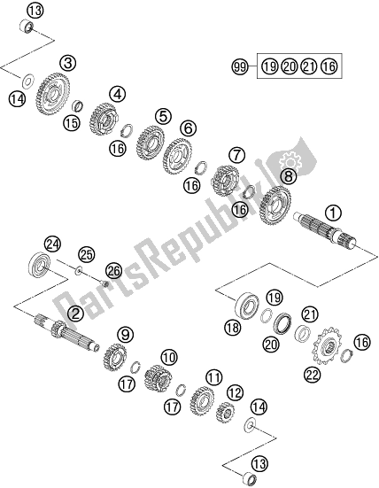 All parts for the Transmission of the Husqvarna TC 65 EU 2020