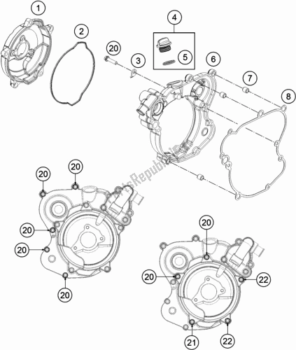 All parts for the Clutch Cover of the Husqvarna TC 65 EU 2021