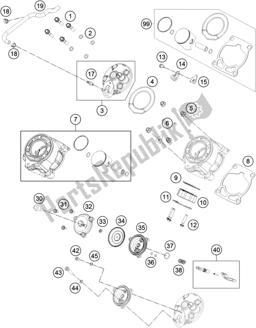 Todas as partes de Cilindro, Cabeça Do Cilindro do Husqvarna TC 65 EU 2021